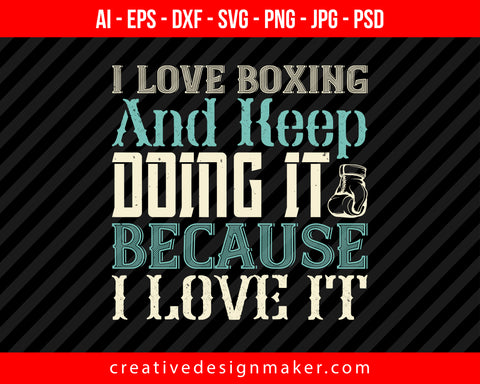 I love boxing and keep doing it because I love it Print Ready Editable T-Shirt SVG Design!
