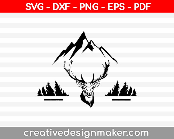 Mountain Range Elk SVG PNG Cutting Printable Files