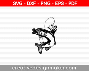 Fisher Man SVG, DXF, PNG, EPS, PDF Printable Files