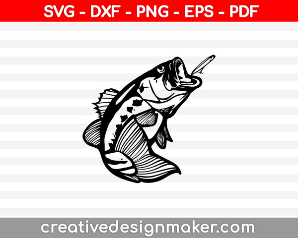 Hooked On Fishing SVG, DXF, PNG, EPS, PDF Printable Files