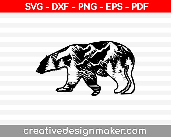 Mountain Range Bear SVG PNG Cutting Printable Files