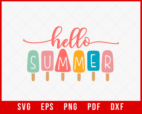 Hello Summer Ice Cream SVG T-shirt Design Digital Download File