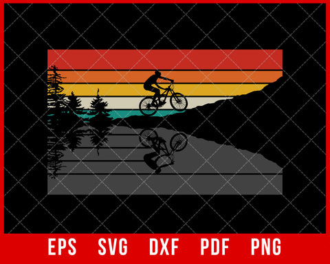Mountain Biking Retro Vintage Sunset Sports Lover SVG Cutting File Digital Download