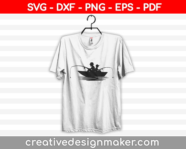 Fisher man Boat SVG, DXF, PNG, EPS, PDF Printable Files