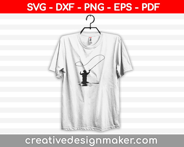 Fisherman SVG, DXF, PNG, EPS, PDF Printable Files