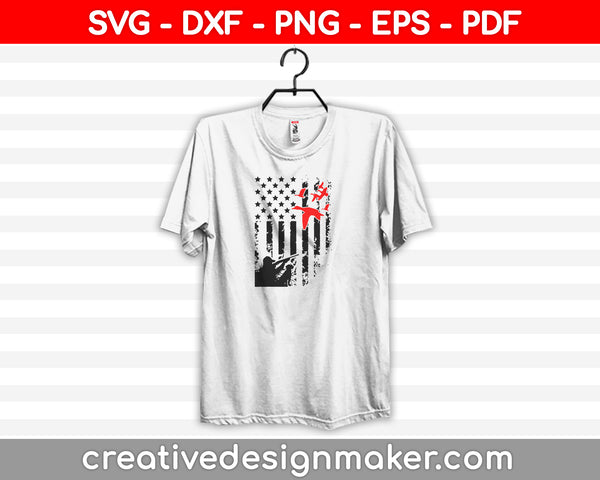 Duck Hunting USA Flag SVG PNG Cutting Printable Files