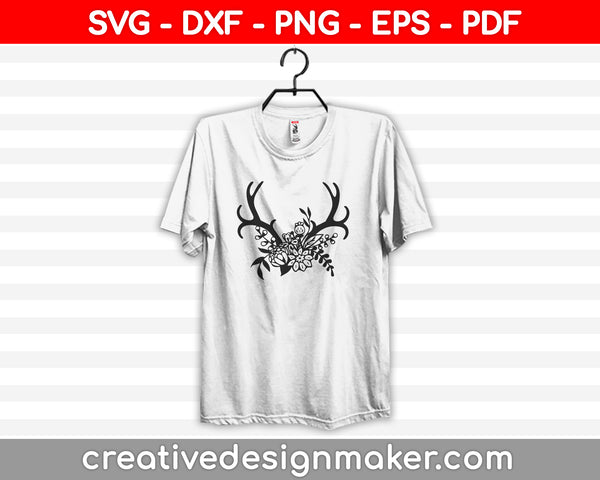 Floral Deer Antlers SVG SVG PNG Cutting Printable Files