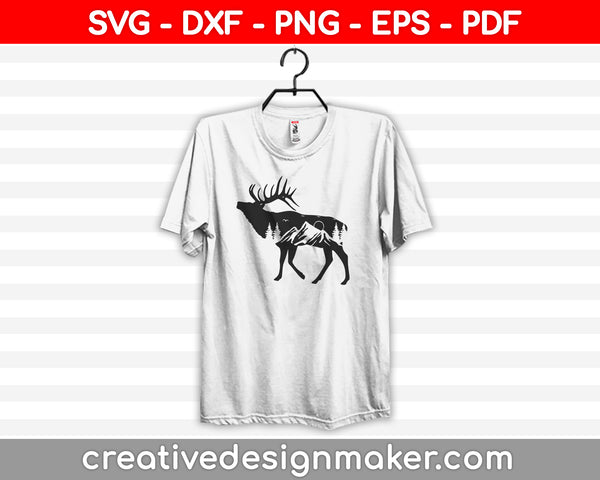 Mountain Range Deer SVG PNG Cutting Printable Files