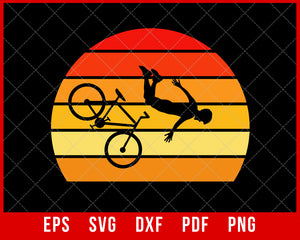 MTB Biker Fall Down Retro Vintage Sunset Biking SVG Cutting File Digital Download