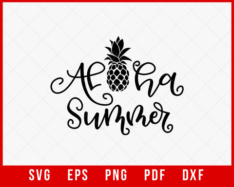 Aloha Summer Pineapple T-shirt Design Digital Download File