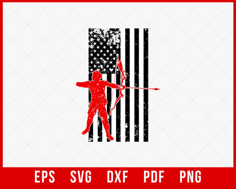 American Flag Patriotic Bow Hunting SVG Cutting File Instant Download
