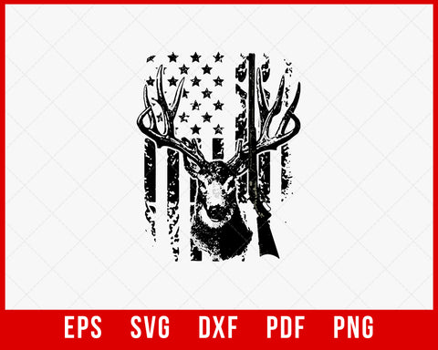 American Flag Patriotic Deer Hunting SVG Cutting File Instant Download