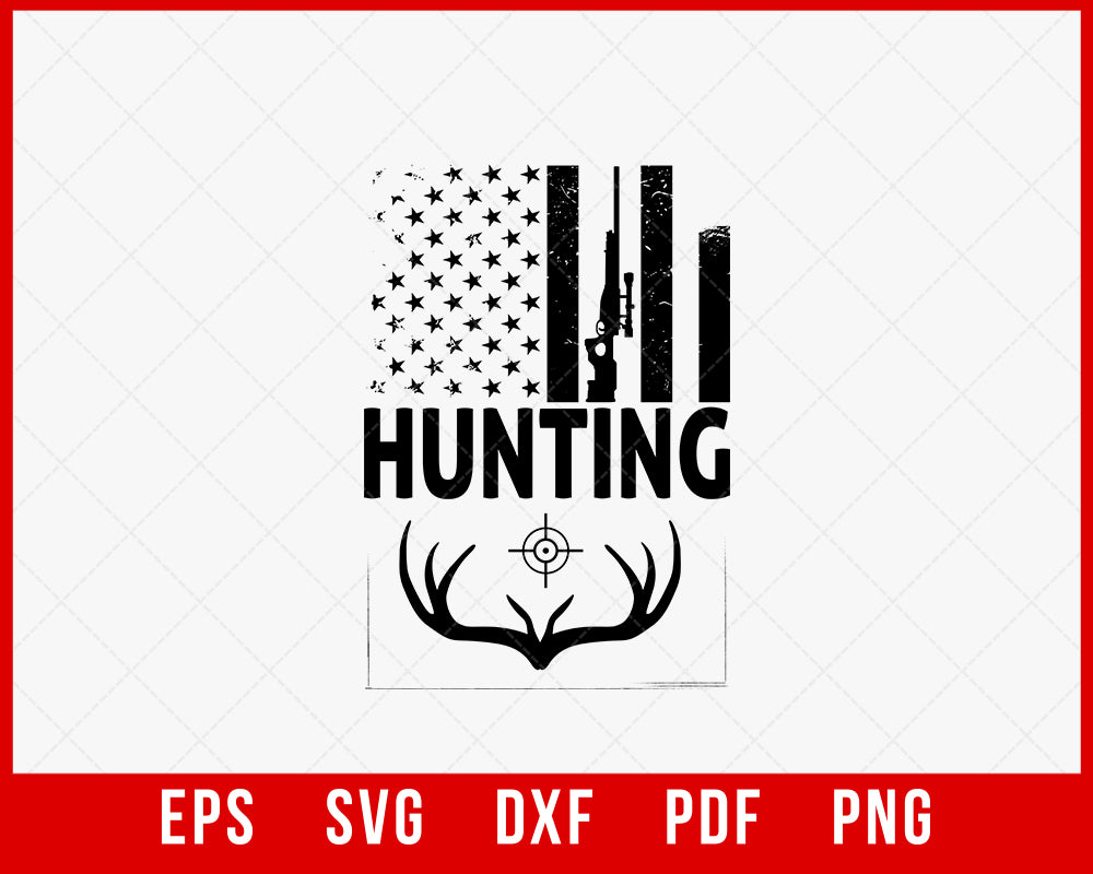 American Flag Patriotic Rifle Hunting SVG Cutting File Instant Download