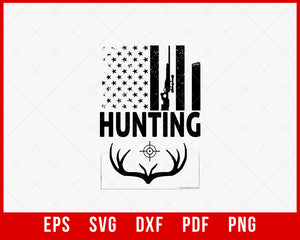 American Flag Patriotic Rifle Hunting SVG Cutting File Instant Download