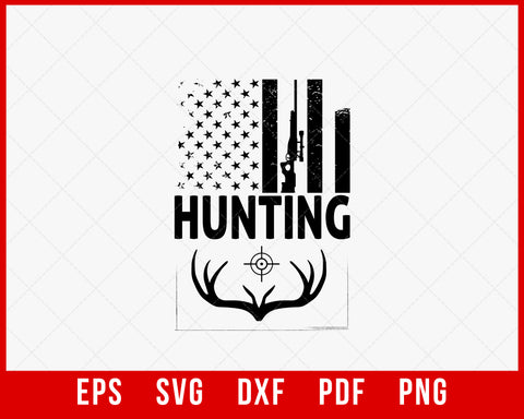 American Flag Patriotic Rifle Hunting SVG Cutting File Instant Download