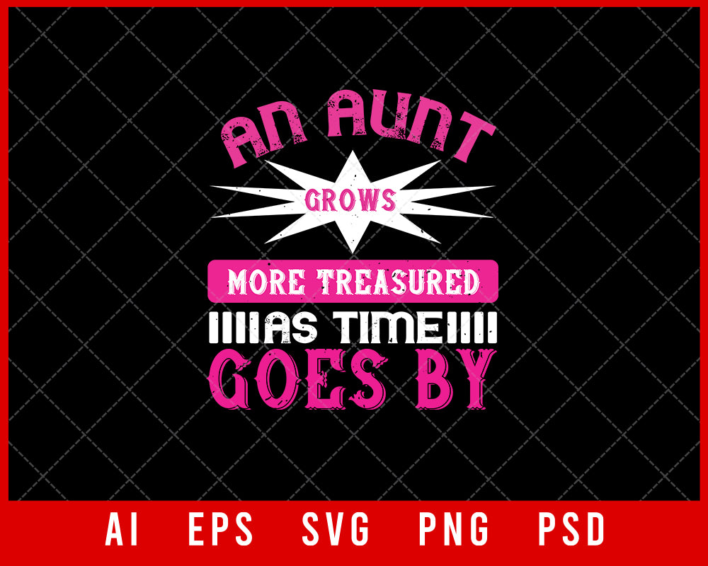 An Aunt Grows More Treasured as Time Goes by Mother’s Day Gift Editable T-shirt Design Ideas Digital Download File