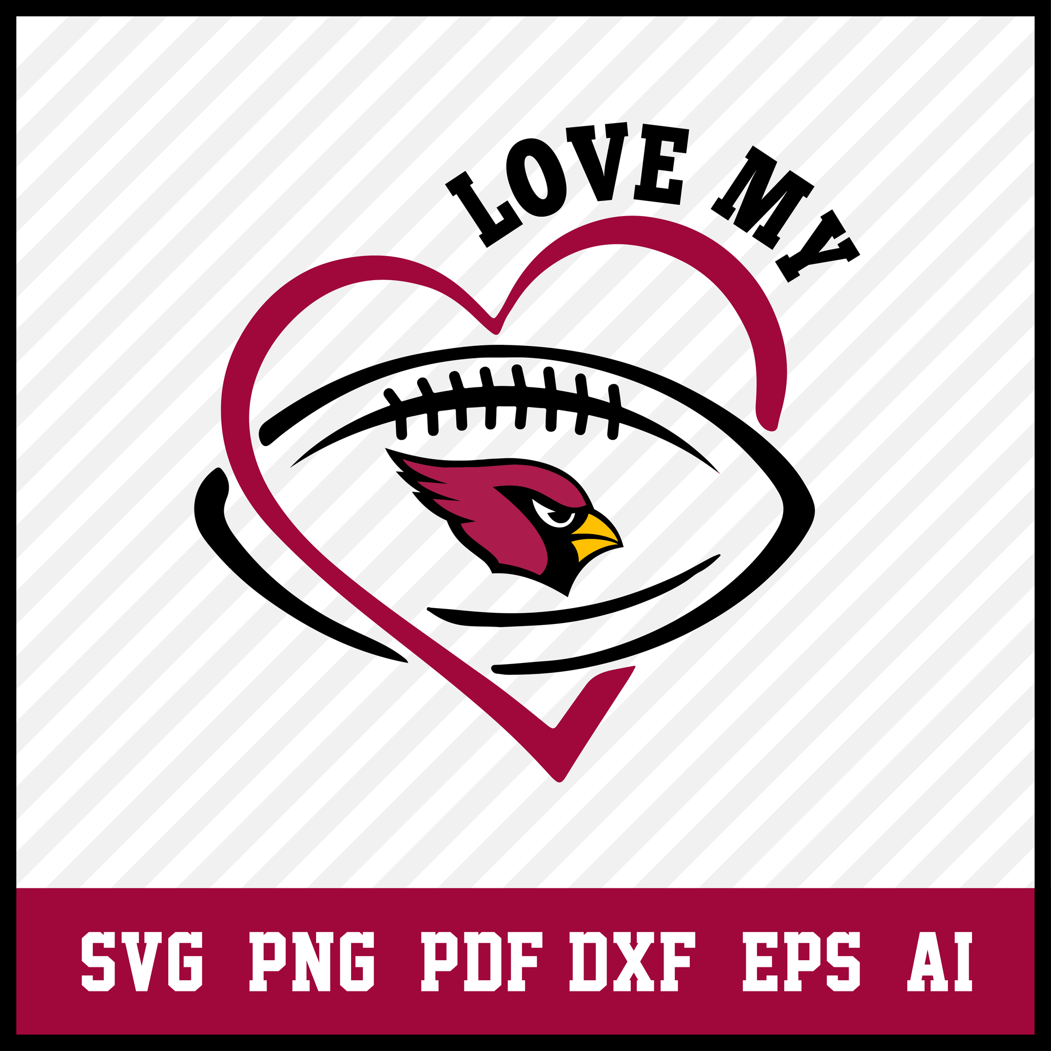 Cardinals Baseball Love SVG DXF EPS Cutting Machine Files 