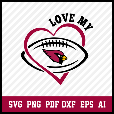 Love My Arizona Cardinals heart svg, Cardinals heart png, Love Arizone vector, Heart Beat Cardinal, Digital Files vector svg, png