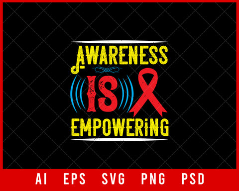 Awareness Is Empowering Editable T-shirt Design Digital Download File 