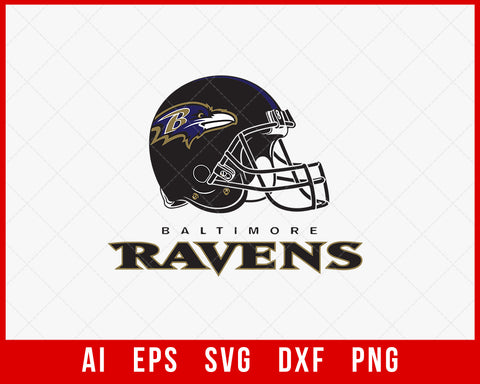 Baltimore Ravens Helmet Clipart NFL SVG Cut File for Cricut Silhouette Digital Download