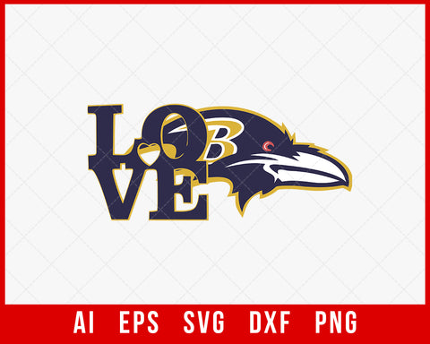 Baltimore Ravens Logo SVG Bird PNG Sports Silhouette NFL Logo SVG Cut File for Cricut Silhouette Digital Download