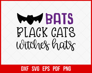 Bats Black Cats Witches Hats Funny Halloween SVG Cutting File Digital Download