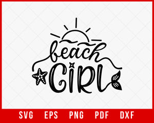 Beach Girl Summer T-shirt Design Digital Download File