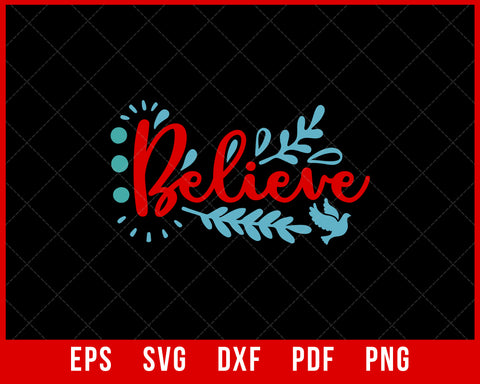 Believe Christmas Pajama Santa Hat SVG Cutting File Digital Download