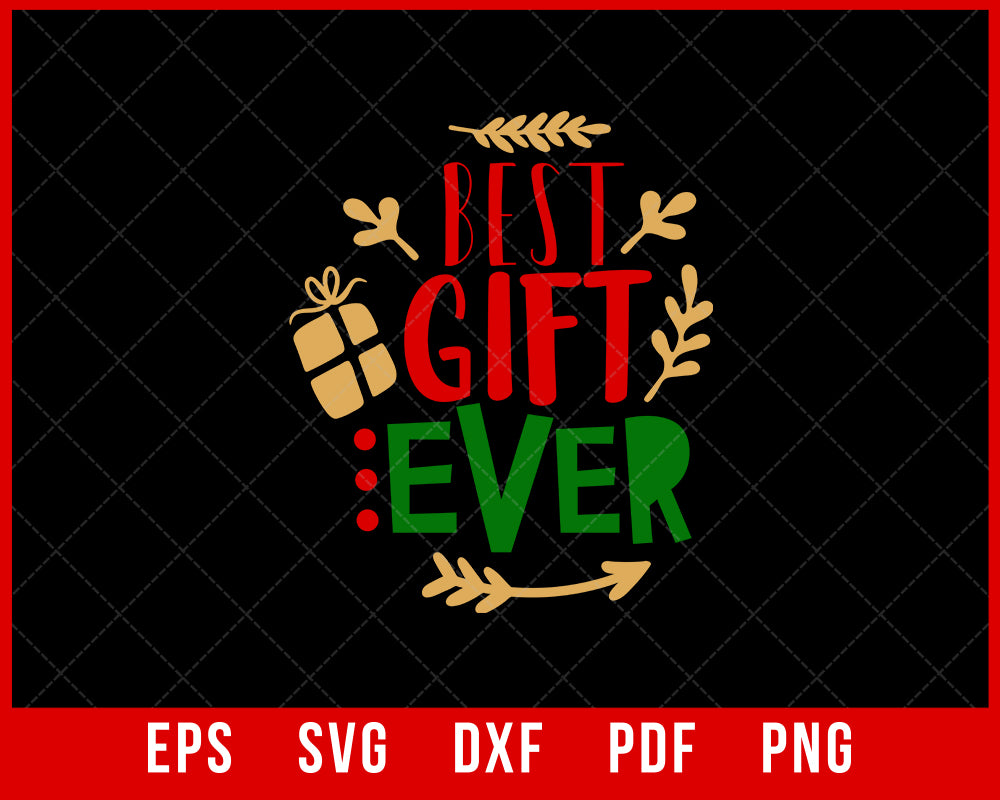 Best Gift Ever Christmas Pajama Monogram Split Middle Cameo SVG Cutting File Digital Download