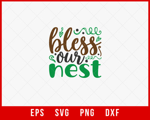 Bless Our Nest Ugly Christmas Pajama SVG Cut File for Cricut and Silhouette