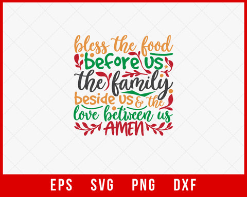 Bless The Food Before Us Christmas Sayings SVG Cut File for Cricut and Silhouette