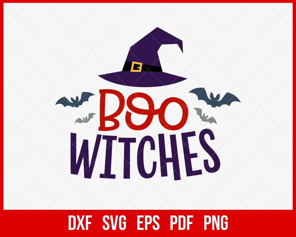 Boo Witches Broom Stick Hat Funny Halloween SVG Cutting File Digital Download