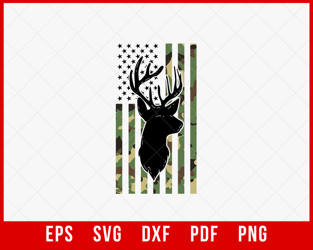 Camouflage American Flag Deer Hunting SVG Cutting File Instant Download