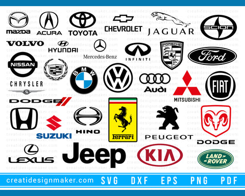 Car logos svg Clipart, car brand logo svg, Automotive Automobile logo svg, Car logos silhouette cut file Cricut stencil file