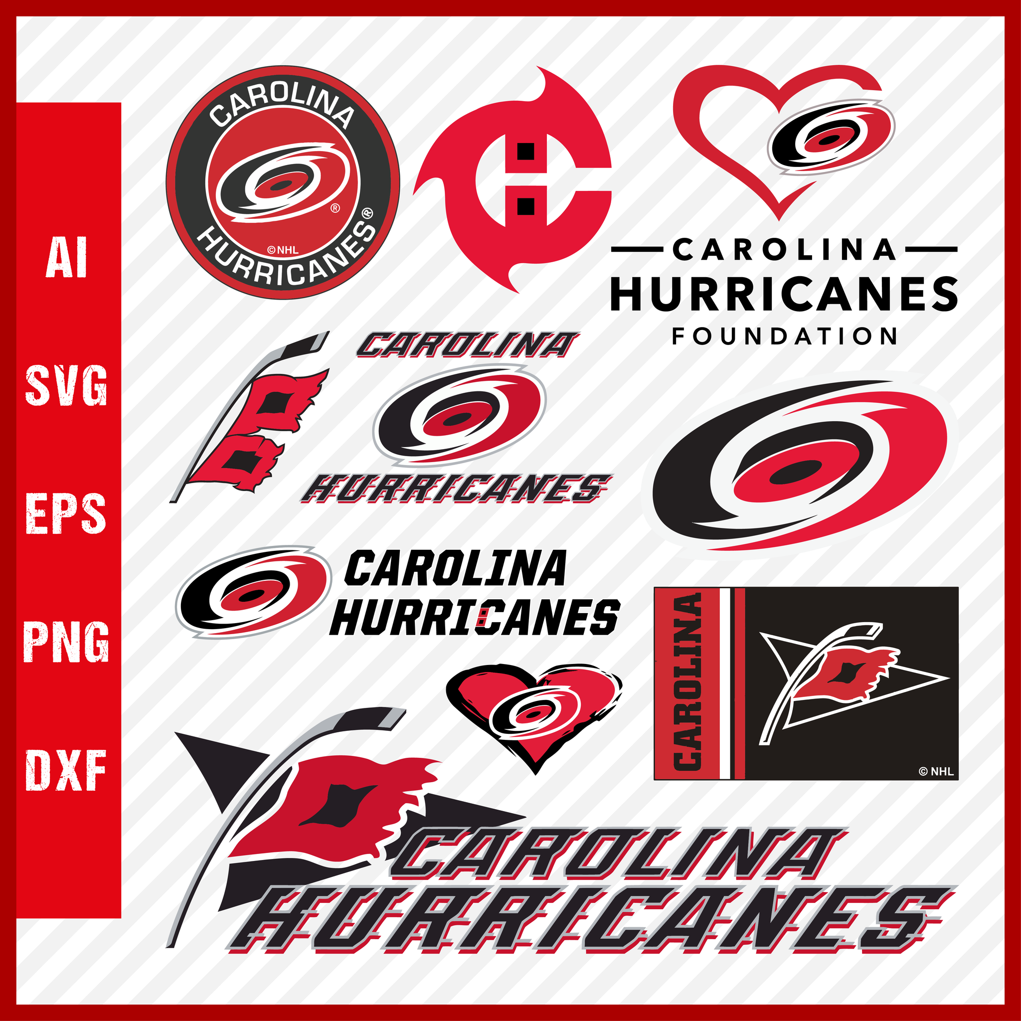 Bundle 30 Files Carolina Hurricanes Hockey Team Svg, Carolina Hurricanes  Svg, NHL Svg, NHL Svg, Png, Dxf, Eps, Instant D