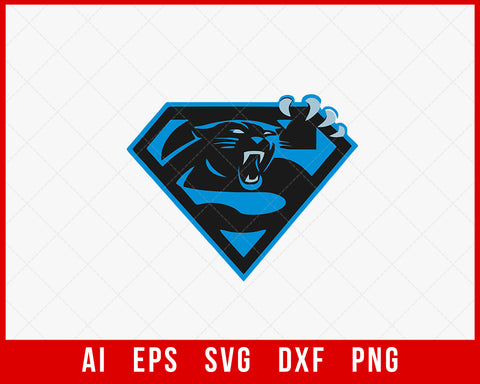 Carolina Panthers Logo Superman Silhouette NFL SVG Cut File for Cricut Silhouette Digital Download