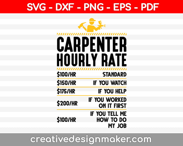Carpentry Hourly Rates carpenter svg printable files – Creativedesignmaker