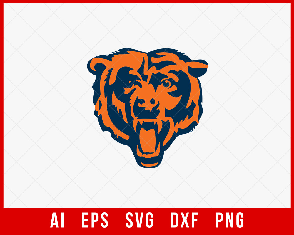 Chicago Bears Logo Design Bears Head SVG NFL Silhouette Cut File for Cricut Silhouette Digital Download