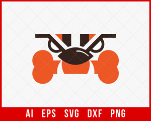 Cleveland Browns Bulldog Silhouette Cameo NFL T-shirt Design SVG Cut File for Cricut Digital Download