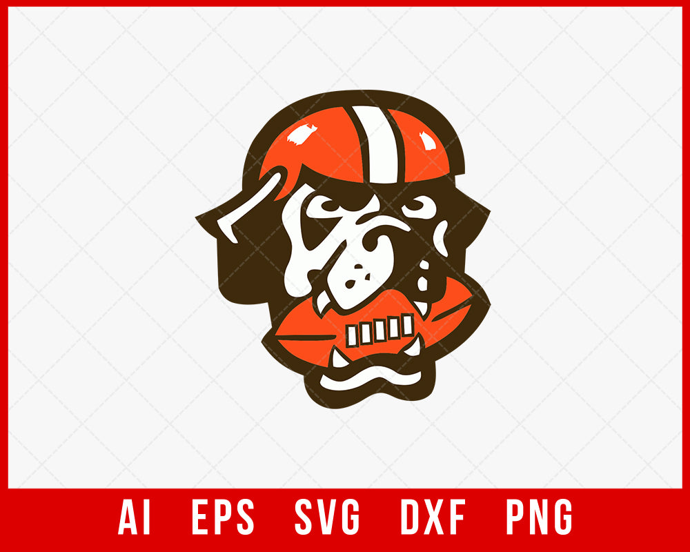 Bull Dog Clipart Cleveland Browns Decal NFL T-shirt Design SVG Cut File for Cricut Digital Download