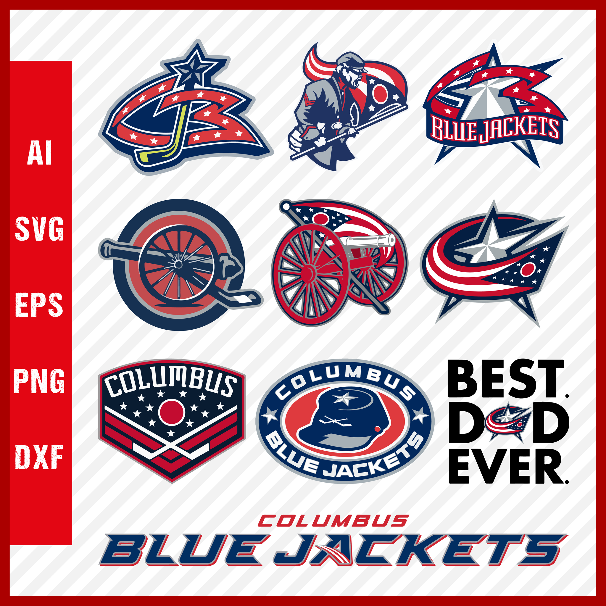 Columbus Blue Jackets Svg, NHL National Hockey League Team Svg Logo Clipart Bundle