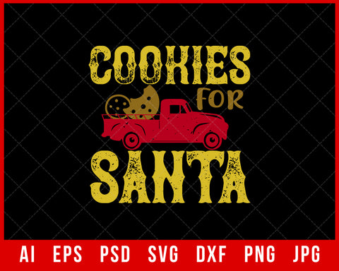 Cookies for Santa Funny Christmas Editable T-shirt Design Digital Download File