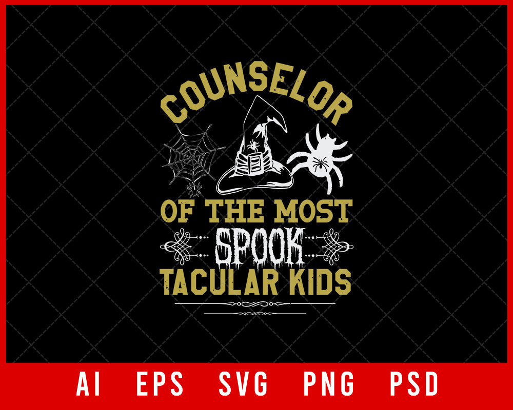 Counselor of the Most Spooktacular Kids Funny Halloween Editable T-shirt Design Instant Download File