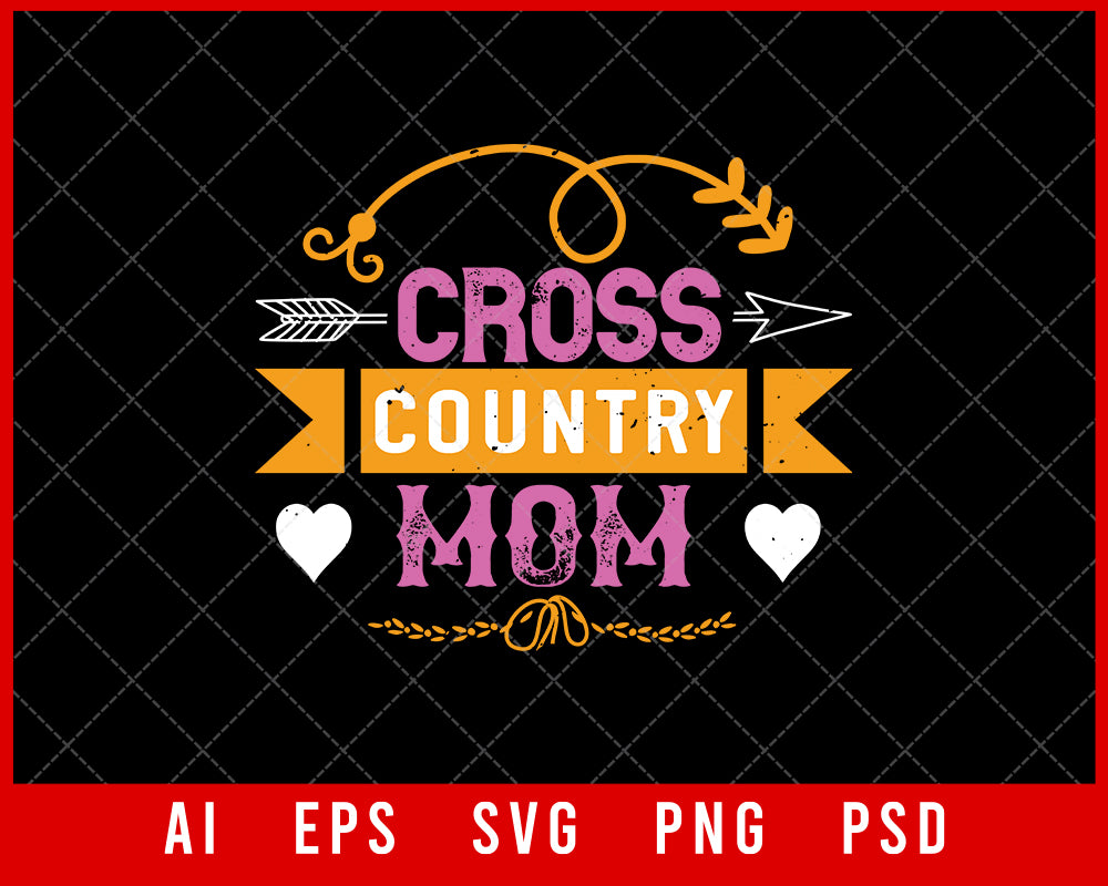 Cross Country Mom Mother’s Day Gift Editable T-shirt Design Ideas Digital Download File