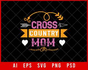 Cross Country Mom Mother’s Day Gift Editable T-shirt Design Ideas Digital Download File