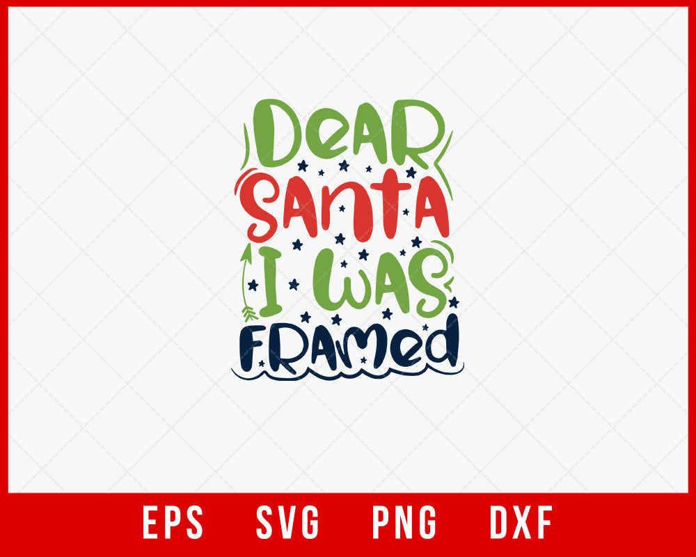 Dear Santa I Was Framed Merry Christmas Night Buffalo Plaid SVG Cut File for Cricut and Silhouette