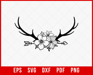 Deer Antler Flower Arrow Monogram Doe Hunting SVG Cutting File Digital Download