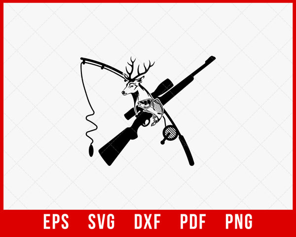 bucks graphic fishing pole Deer Fish Hunting Outdoor SVG Cutting File