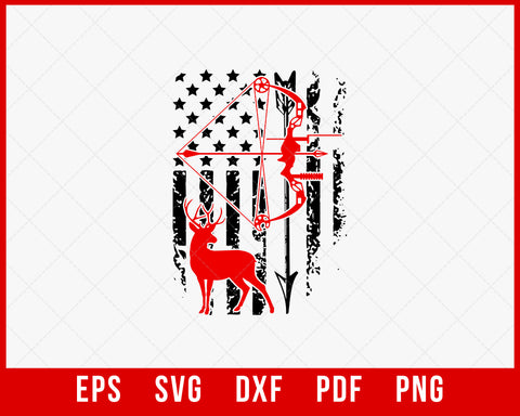 American Flag Bowhunting Patriotic Deer SVG Cutting File Instant Download