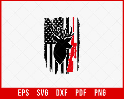 Deer Hunting Distressed American Flag 4th of July SVG Cutting File Digital Download